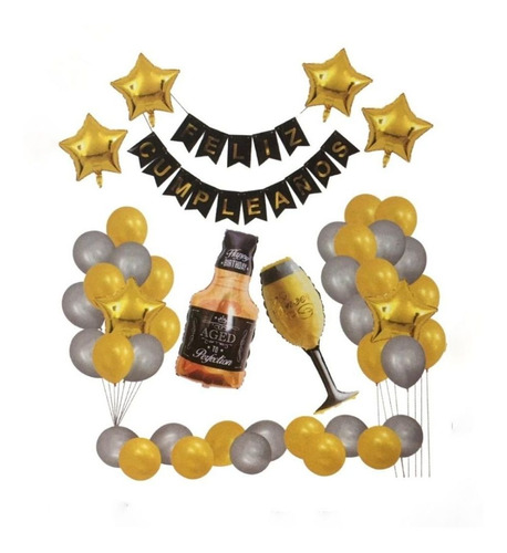 Kit Decorativo Para Fiesta De Hombre Con 44 Piezas Globos 