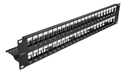 Panel De Conexión De 48 Puertos Keystone Cat6 De 1u Ad...