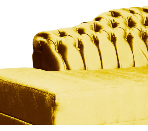 Recamier Divã Styllus Lado Esquerdo Veludo Amarelo
