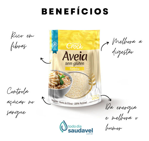 Farinha De Aveia Sem GlĂșten Vegano Leve Crock 200g