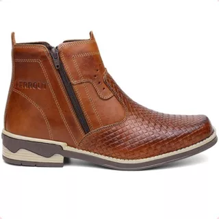 Botinas Country Masculina Bico Redondo Couro Legitimo.texana