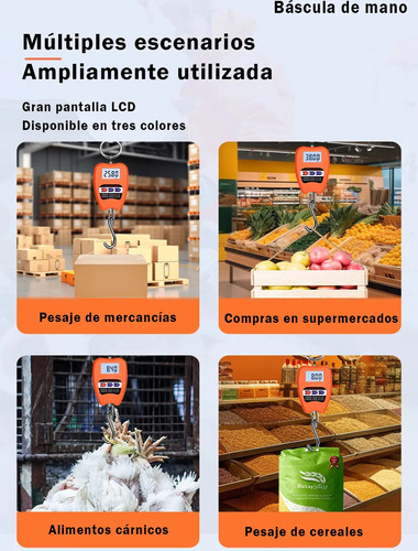 Báscula Balanza Colgante Gancho Digital Lcd Portátil 200kg