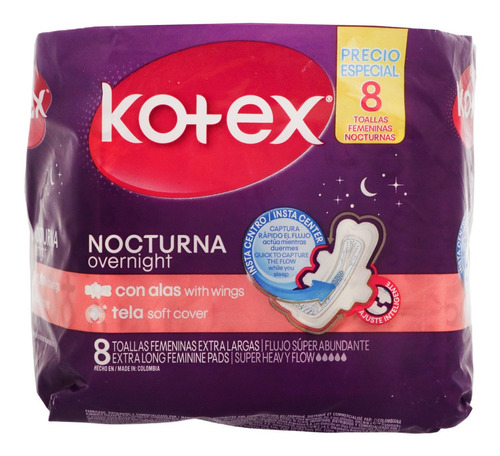 Toallas Higienicas Kotex Nocturna - Unidad a $1075