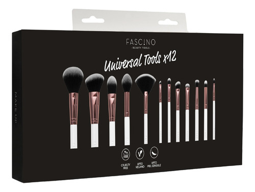 Imagen 11 de 12 de Set 12 Brochas Y Pinceles De Maquillaje Crueltyfree Fascino