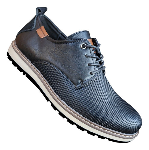 Zapato De Hombre Casual Oxford Cuero Pu - Negro - 7122