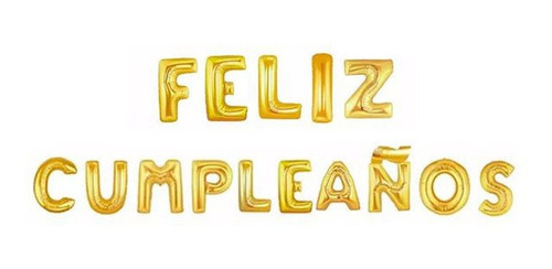Imagen 1 de 2 de Globo Metálico Letras 46 Cm Feliz Cumpleaños Dorado+regalo