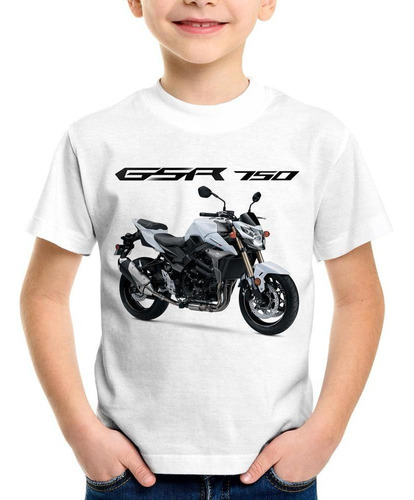 Camiseta Infantil Moto Suzuki Gsr 750 Branca