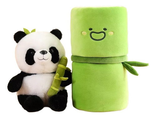 Muñeco De Peluche Panda En Tubo De Bambú De 25 Cm L