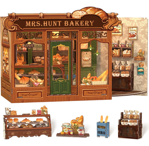 Diy Miniatura Casa De Muñecas Libro Corner Kit Con Luces Led