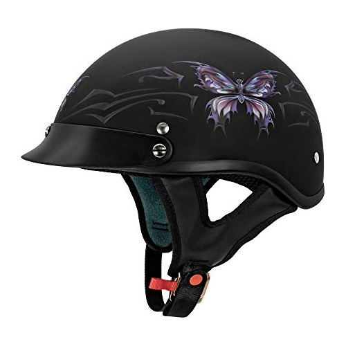 Casco De Media Cara Motocicleta Cruiser Intricate Butte...