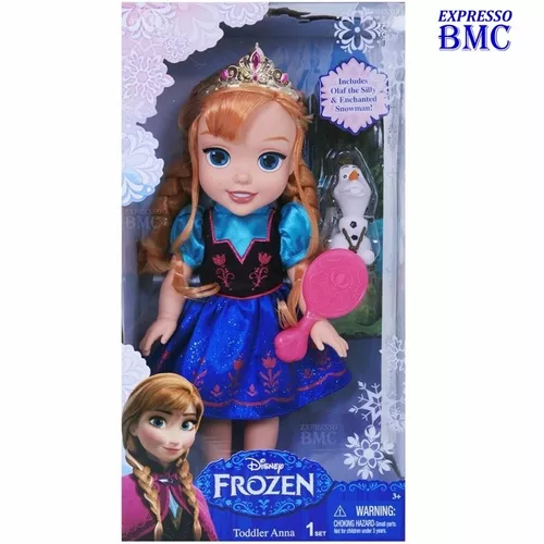 Brinquedo Boneca Frozen Elsa 37cm Passeio Com Olaf Infantil +3