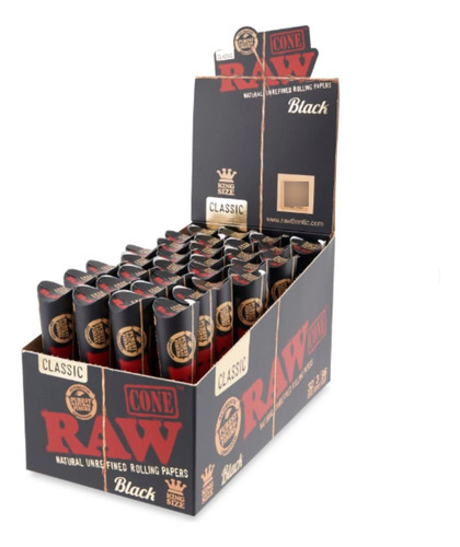 Seda Raw Cone Classic Black King Size Com 32x3 Por Caixa