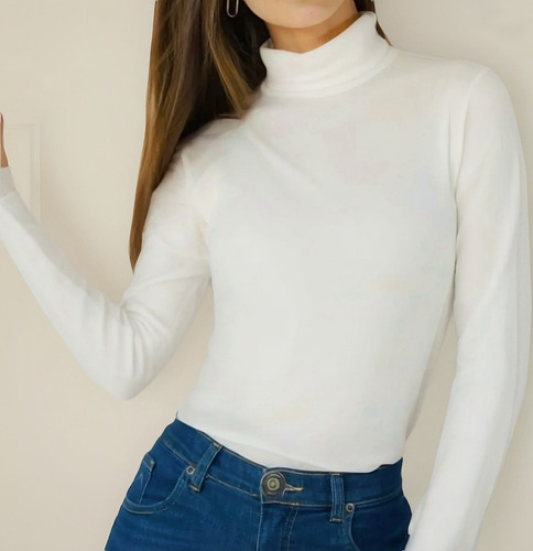 Polera De Morley. Cuello Media.pomera .super Calentitas Blanco Unico