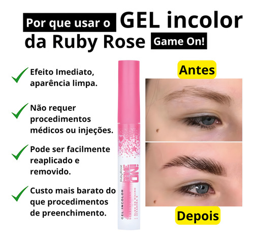 Gel Incolor Cílios E Sobrancelha Game On! Ruby Rose Máscara