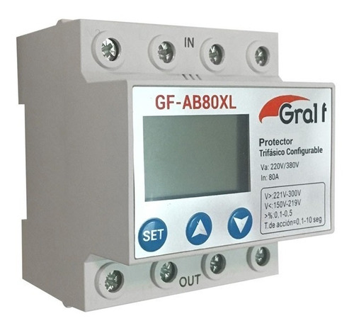 Protector De Tension Trifasico Configurable Gralf Gf-ab80xl