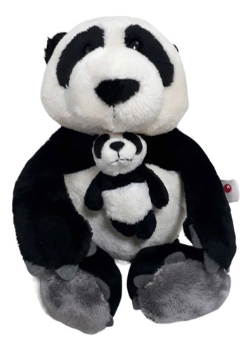 Urso Panda Mamãe 25cm + Bebê 8cm Presente Romântico Namorada