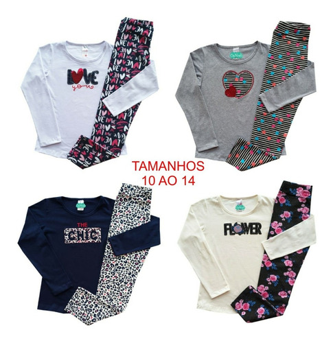 Kit Lote 5 Conjuntos Infantil Feminino Roupa Inverno Atacado