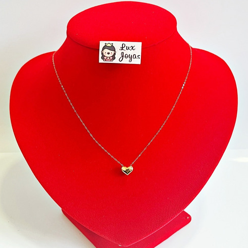 Imagen 4 de 7 de Cadena De Eslabones 18k Colgante Corazón Con Diamante 1p