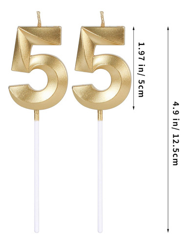 Velas Doradas De Cumpeados 55 Para Pasteles, Decoración De P