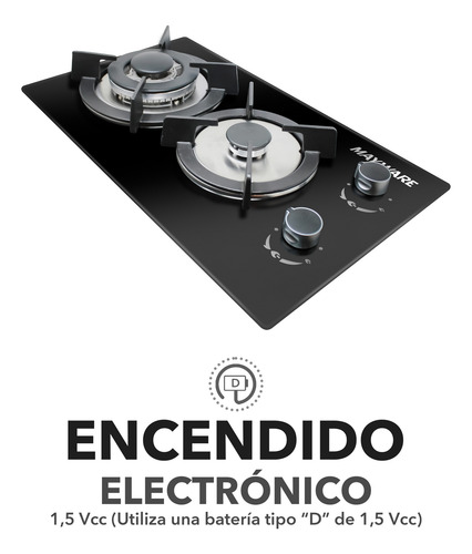 Mayware Parrilla De Gas 2 Quemadores Empotrable Hy-3000g