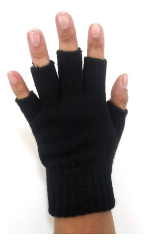 Guante Mágico Dedo Cortado Negro De Lana Unisex