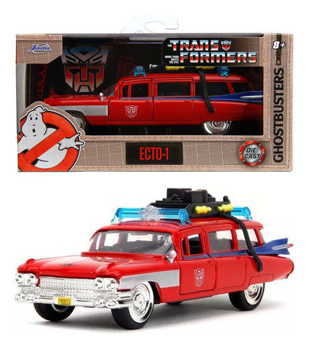 Cazafantasmas Ecto1 Cadillac Transformers 1/32 Jada Die-cast Rojo (Usado)
