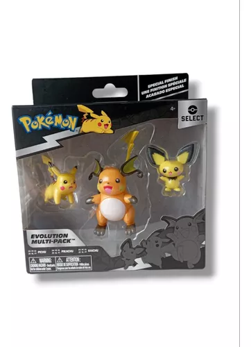 Pack de Evolução Pokémon - Pichu, Pikachu e Raichu - Select - Jazwares