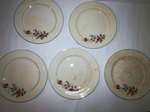 Lote De 5 Platos De Postre De Porcelana Usados Hereford