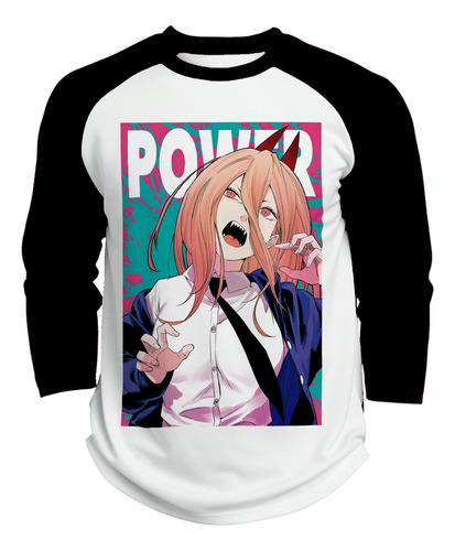 Playera Raglan 3/4 Anime Chainsaw Man Power #607