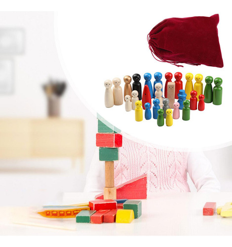 28 Muñecos De Madera Con Clavijas, Juego De Simulación,