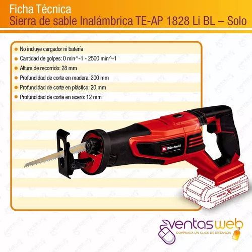 Sierra sable inalámbrica 18V TE-AP 18 Li Solo Einhell