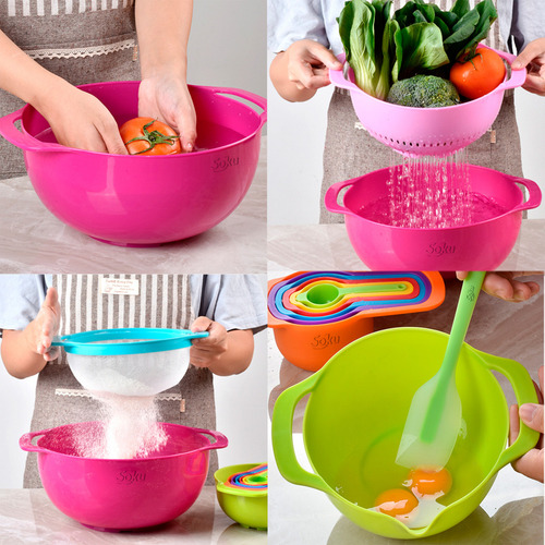 Set Tazones Tazas Cucharas Medidora Colador Todo Reposteria