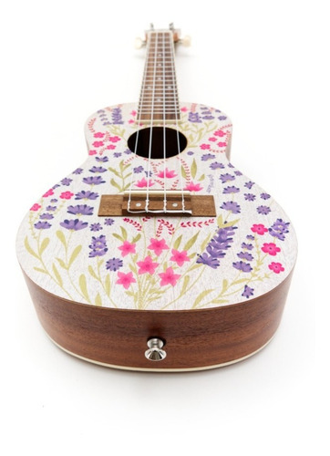 Ukelele Concierto Bamboo Diseño Lavander Con Funda Color Marrón