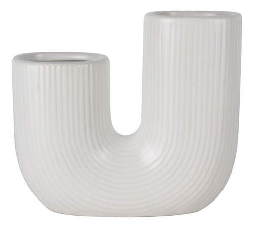 Florero Ceramica 19x7x17cm Forma U Blanco