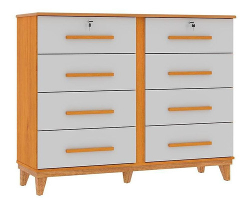 Cajón organizador de dormitorio Zara con 8 cajones, color cedro/cedro oscuro/blanco roto