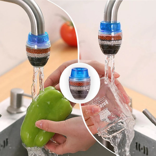 3pz Filtro Grifo Agua Purificador Carbón Activado Cartucho Color Azul