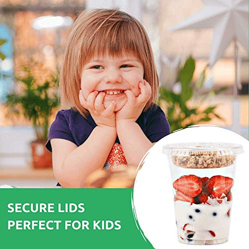 12 Oz Clear Plastic Parfait Cups With Insert 3.25oz & F...