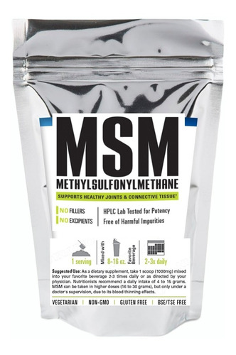 Msm Azufre Orgánico 1 Kg - Metil Sulfinol Metano Grado Usp