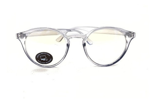 Anteojo Lente Redondo Filtro Luz Azul Neutro Unisex Color Gris Transparente