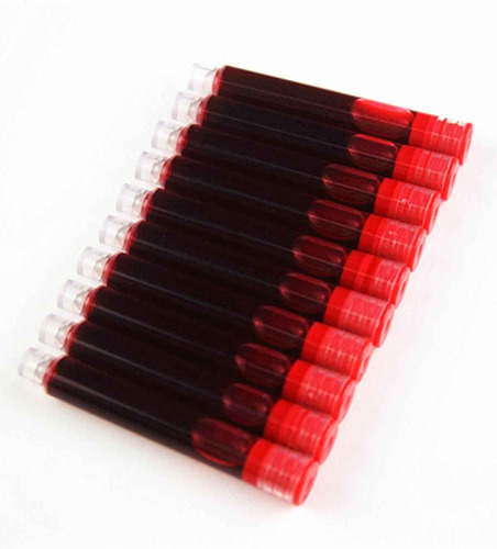 10 Cartuchos De Tinta 2.3 Mm Rojo Universal Pluma Monami 