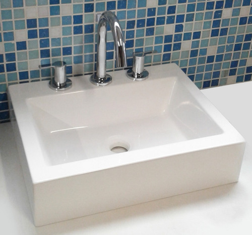 Bacha Blanca De Marmol Sintetico 45cm X36cm - 1 O 3 Agujeros