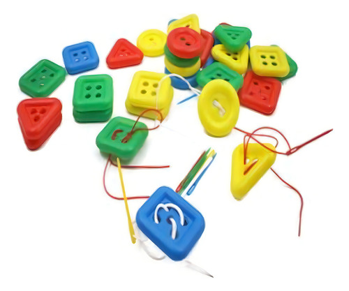 Edu-033 Botón Geométrico Para Ensartar 60 Piezas Eduplas