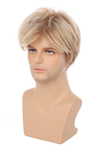 Peluca Corta Para Hombre, Rubia, Con Gorra, Resistente Al Ca