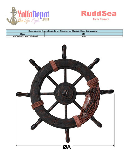 Timones De Pared, Mxdda-002, 2pzas, 45cmø, Grosor 1.5cm, Tim Ruedas Marrón oscuro