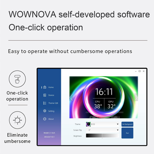 Wownova 2.1 Aio Computer Temp Monitor Cpu Cooler Lcd Lcd Kit