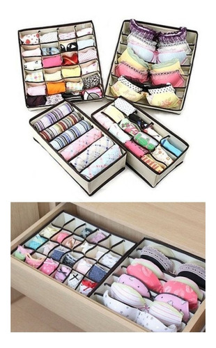 Imagen 4 de 10 de Organizador Cajones Ropa Interior Medias Gris Combo X4 Pr