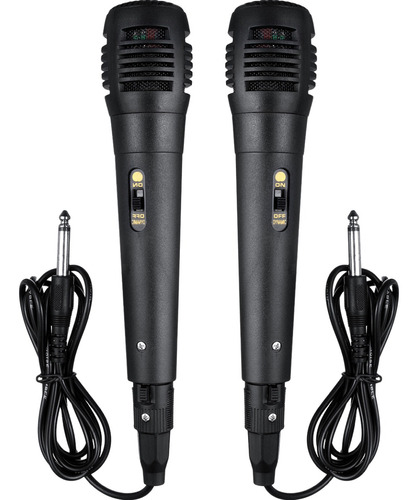 Kit Com 2x Microfone Com Fio Profissional Dinâmico Karaoke