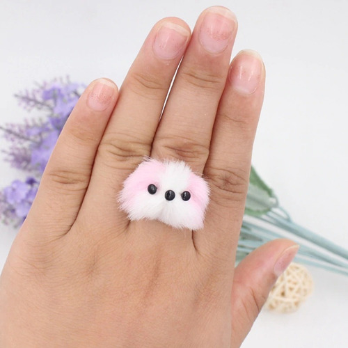 Anillo Peluche Kawaii Tiernos Estuche Unitalla Inoxidable