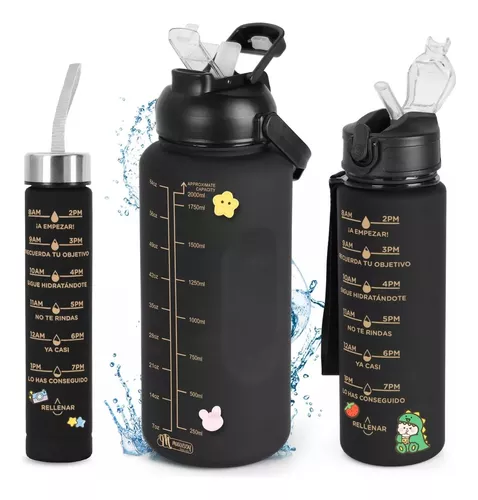 Botella de agua Deportiva motivadora 3 pcs