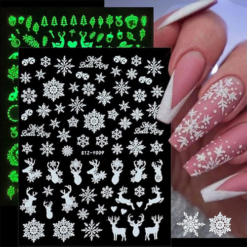 ~ Las 24 Horas. Navidad Nail Art Sticker Decals 3d Exquisita